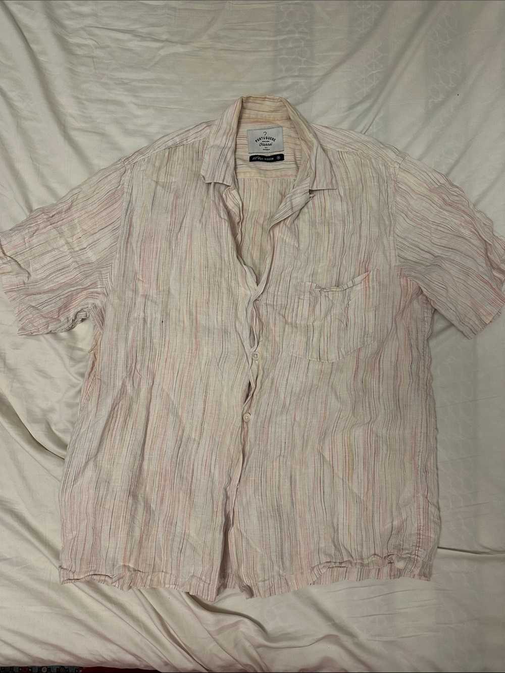 Portuguese Flannel Linen Camp Collar shirt, size M